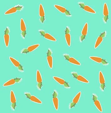 Seamless Pattern with Carrots Vegetables on Green Background. Stock Illustration