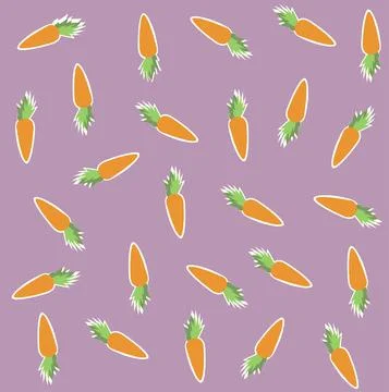 Seamless Pattern with Carrots Vegetables on Purple Background. Stock Illustration