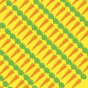 Seamless pattern with carrots on yellow background. Vector illustration Stock Illustration