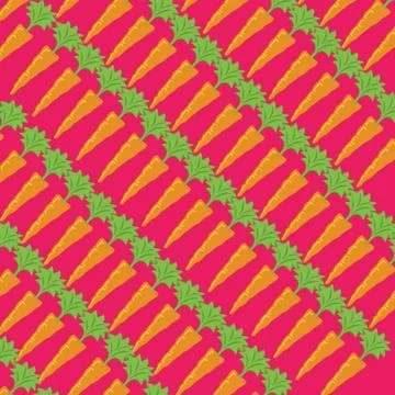 Seamless pattern with carrots on yellow background. Vector illustration Stock Illustration