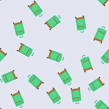 Seamless pattern carryon rolling luggage cartoon vector Stockillustratie