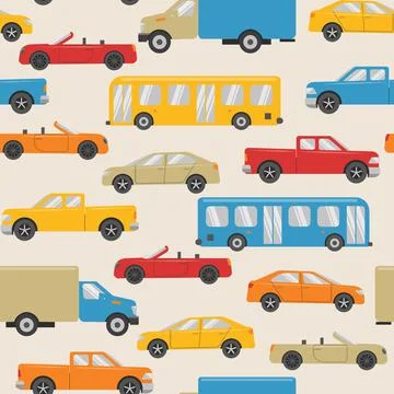 Seamless pattern with cars Stock Illustration