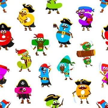 Seamless pattern with carton number pirates 库存插图