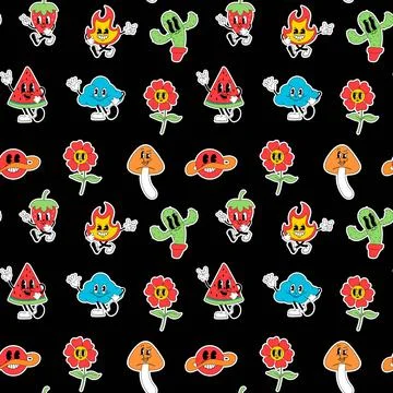 Seamless pattern Cartoon abstract character Illustrazione stock