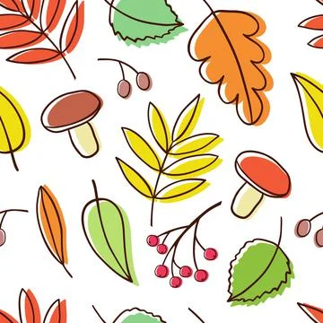 Seamless pattern with cartoon autumn falling leaves 스톡 일러스트