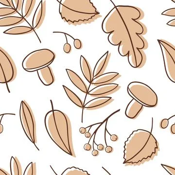 Seamless pattern with cartoon autumn falling leaves 스톡 일러스트