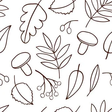 Seamless pattern with cartoon autumn falling leaves. 스톡 일러스트