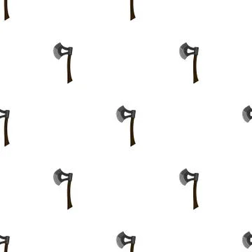 Seamless pattern with cartoon axes on white background. Carpentry service. Stock Illustration