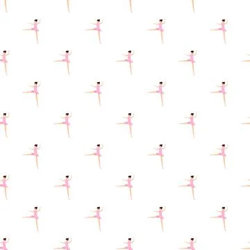 Seamless pattern with cartoon ballerinas dancing en pointe 库存插图