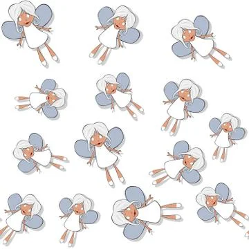 Seamless pattern with cartoon banshee on white Illustrazione stock