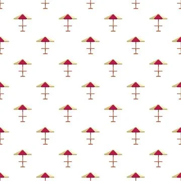 Seamless pattern with cartoon beach sun umbrellas Stock Illustration