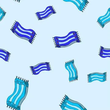 Seamless pattern of cartoon beach towels. Illustration of a lying blanket. Stock Illustration
