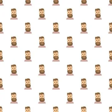 Seamless pattern with cartoon bearded man avatar Stock Illustration