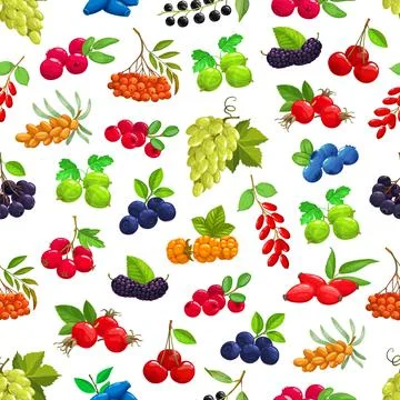 Seamless pattern with cartoon berries vector. Illustrazione stock