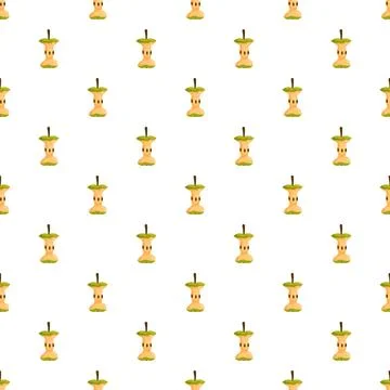 Seamless pattern with cartoon bitten apple cores Stock Illustration
