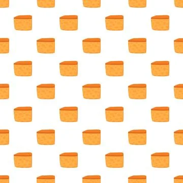 Seamless pattern with cartoon block of yellow cheese イラスト素材