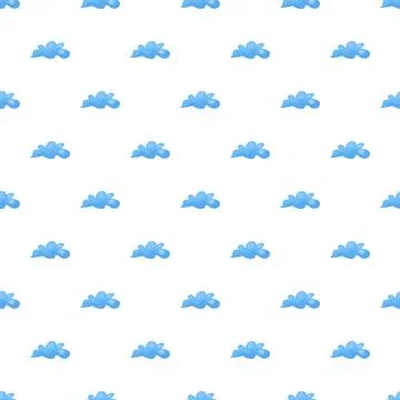 Seamless pattern with cartoon blue clouds on sky 스톡 일러스트