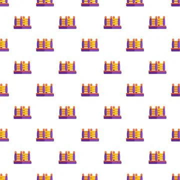 Seamless pattern with cartoon bouncy castle icon イラスト素材