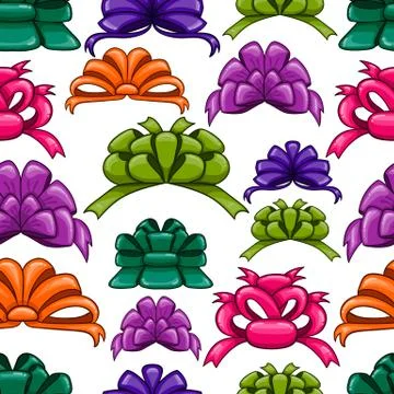 Seamless pattern with cartoon bow Stock Illustration