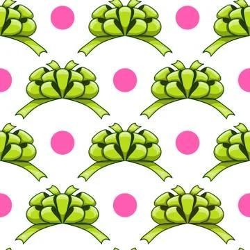 Seamless pattern with cartoon bow Stock Illustration