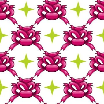 Seamless pattern with cartoon bow Stock Illustration