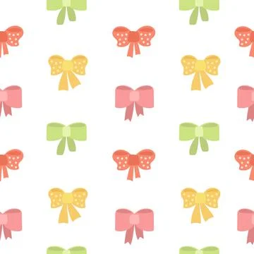 Seamless pattern with cartoon bows in bright colors. Cute childrens vector イラスト素材