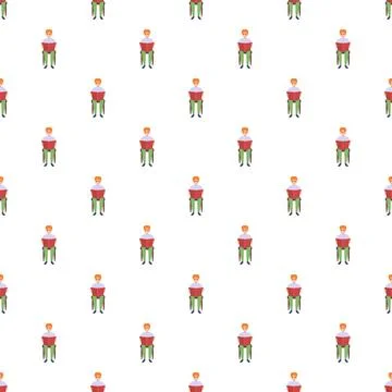 Seamless pattern with cartoon boy reading a book Stock Illustration