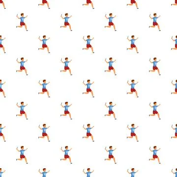 Seamless pattern with cartoon boy running holding knife Stock Illustration