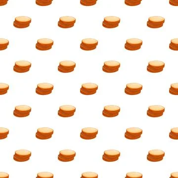 Seamless pattern with cartoon bread or pancake slices 库存插图