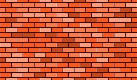 Seamless pattern of cartoon brick wall in coral color. Bright texture used fo Illustrazione stock