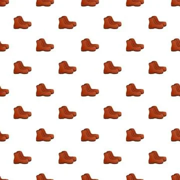 Seamless pattern with cartoon brown hiking boots イラスト素材