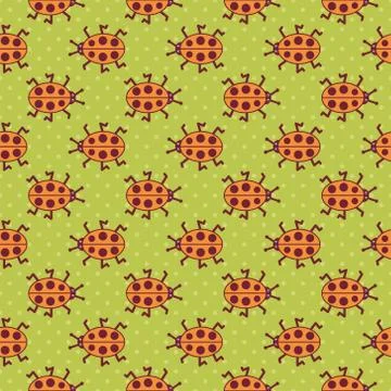 Seamless pattern with cartoon bugs Stock Illustration