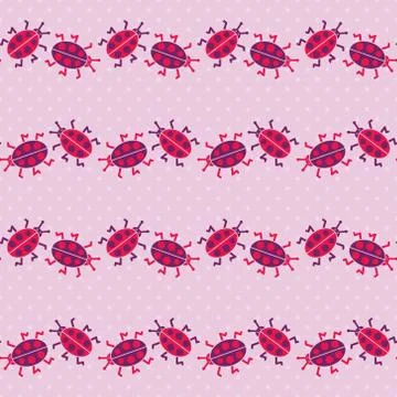 Seamless pattern with cartoon bugs Stock Illustration