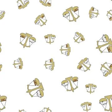 Seamless pattern of cartoon bunnies denoting zodiac signs. Stock Illustration