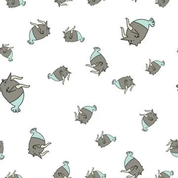 Seamless pattern of cartoon bunnies denoting zodiac signs. Stock Illustration