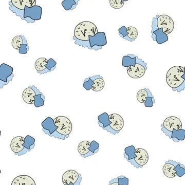 Seamless pattern of cartoon bunnies denoting zodiac signs. Stock Illustration