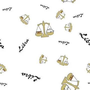 Seamless pattern of cartoon bunnies denoting zodiac signs. Stock Illustration