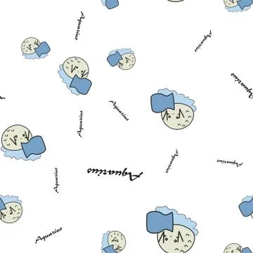 Seamless pattern of cartoon bunnies denoting zodiac signs. Stock Illustration