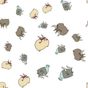 Seamless pattern of cartoon bunnies denoting zodiac signs. Illustrazione stock