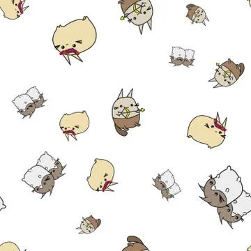 Seamless pattern of cartoon bunnies denoting zodiac signs. Stock Illustration