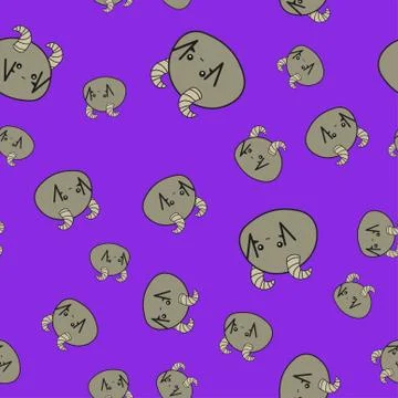 Seamless pattern of cartoon bunnies denoting zodiac signs. Stock Illustration