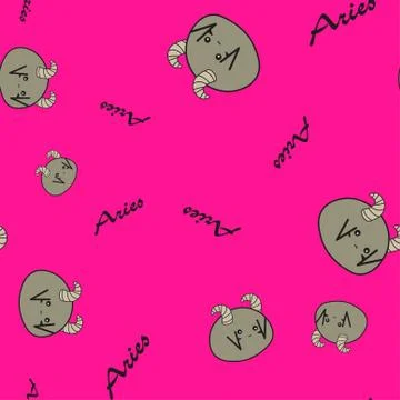 Seamless pattern of cartoon bunnies denoting zodiac signs. Stock Illustration