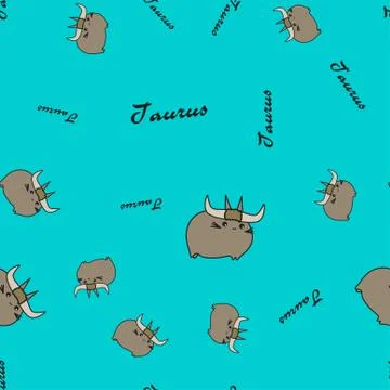Seamless pattern of cartoon bunnies denoting zodiac signs. Stock Illustration