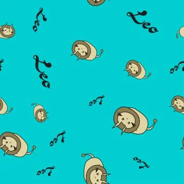 Seamless pattern of cartoon bunnies denoting zodiac signs. Stock Illustration