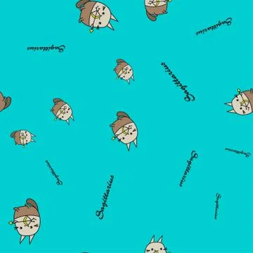 Seamless pattern of cartoon bunnies denoting zodiac signs. Stock Illustration