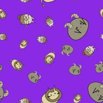Seamless pattern of cartoon bunnies denoting zodiac signs. Stock Illustration