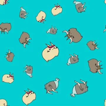 Seamless pattern of cartoon bunnies denoting zodiac signs. Stock Illustration
