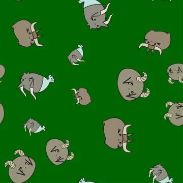 Seamless pattern of cartoon bunnies denoting zodiac signs. Stock Illustration