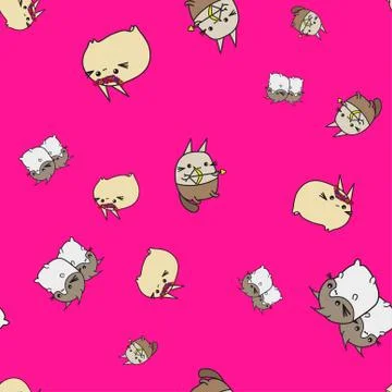 Seamless pattern of cartoon bunnies denoting zodiac signs. Stock Illustration