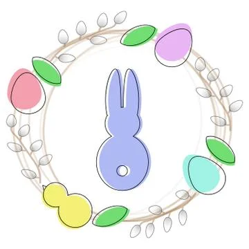 Seamless Pattern of Cartoon Bunny Face on Pink Background with Dots Stock Illustration